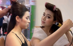 Hoa hậu uốn tóc, trang điểm ngay tại sân bay để kịp giờ "chạy show"
