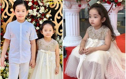 2 con của Phan Hiển - Khánh Thi tạo dáng dễ thương khi dự đám cưới