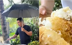 Diễn viên Trung Dũng làm món bánh chân quê