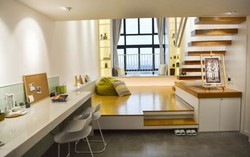 Căn hộ 52m2 với cách bố trí nội thất giật cấp tiện lợi