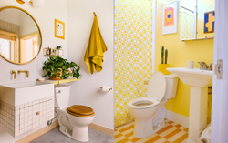 Thêm sắc vàng để phòng tắm gia đình luôn tươi sáng, sinh động