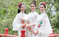 Ngọc Hân, Đỗ Mỹ Linh, Đỗ Hà diện áo dài dạo phố Hà Nội