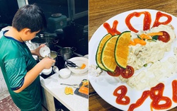 Con trai Lê Phương hút vạn like khi nấu ăn tặng mẹ và ba dượng