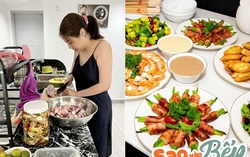 Mừng nhà mới, Pha Lê tự "dìm hàng" vào bếp chiêu đãi bạn bè