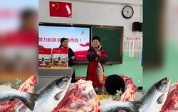 Một trường học thưởng Tết bằng thịt lợn và cá sống cho học sinh có thành tích tốt
