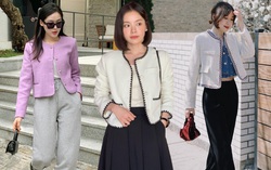 Biến ảo với áo khoác vải tweed trẻ trung để đi du xuân