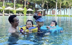 Cường Đô la và Đàm Thu Trang chăm đưa các con đi bơi