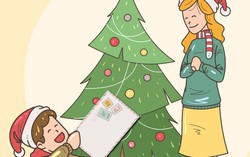 Chiếc phong bì lấp ló giữa các nhánh thông 
