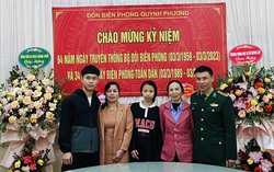 Chiến sĩ biên phòng xúc động khi mẹ và vợ, con lên thăm đúng ngày 3/3