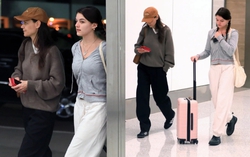 Suri Cruise để mặt mộc, diện đồ đơn giản ra sân bay cũng hút mọi ánh nhìn