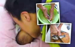 Chồng không tay chăm sóc vợ mới sinh khiến nhiều người cảm động