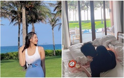 Phan Mạnh Quỳnh bế con cho vợ thả dáng với bikini