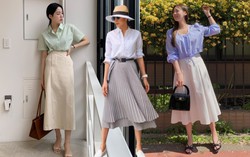 10 set áo sơ mi và chân váy chuẩn thanh lịch lấy cảm hứng từ Hà Tăng