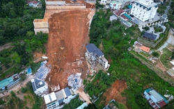 Toàn cảnh khu vực sạt lở kinh hoàng ở Đà Lạt khiến 2 người chết, một ngôi nhà đổ sập hoàn toàn
