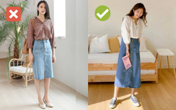Chân váy denim tuy đẹp nhưng nếu phối không khéo nàng dễ bị chê già