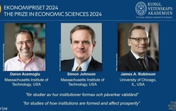 3 nhà khoa học Mỹ đoạt giải Nobel Kinh tế 2024