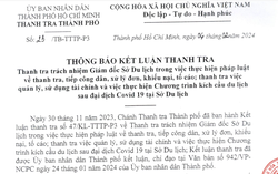 Kết luận về thanh tra trách nhiệm Giám đốc Sở Du lịch TPHCM