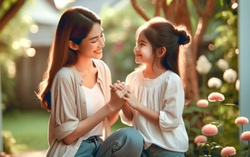Con gái hạnh phúc từ mẹ