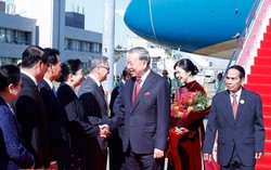 Lễ đón trọng thể Tổng Bí thư Tô Lâm và Phu nhân tại thủ đô Vientiane của Lào