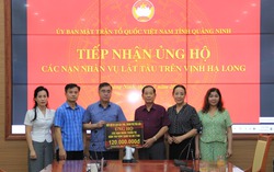 Quảng Ninh tiếp nhận 220 triệu đồng ủng hộ các nạn nhân trong vụ đắm tàu trên vịnh Hạ Long