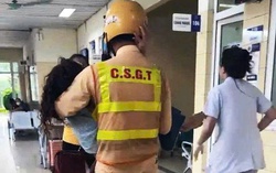 Cảnh sát giao thông Hà Nội kịp thời mở đường đưa người phụ nữ lên cơn co giật đi cấp cứu