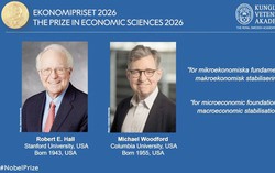 Giải Nobel Kinh tế 2026 được trao cho 2 nhà kinh tế học người Mỹ