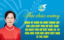 Thư chúc mừng nhân kỷ niệm 96 năm thành lập Hội LHPN Việt Nam và Ngày Phụ nữ Việt Nam 20-10 của Chủ tịch Hội LHPN Việt Nam Lê Thị Thủy