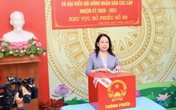 Phó Chủ tịch nước Võ Thị Ánh Xuân bỏ phiếu bầu cử tại tỉnh An Giang