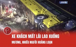 Xe khách mất lái lao xuống mương, nhiều người hoảng loạn