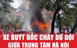 Xe buýt bốc cháy dữ dội giữa trung tâm Hà Nội, toàn bộ hành khách kịp thoát nạn