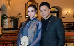 Đinh Ngọc Diệp mặc áo dài kết hợp quạt mo truyền thống tại Ấn Độ
