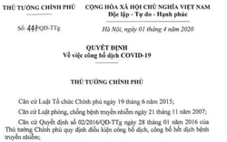 Thủ tướng ký quyết định Công bố dịch COVID-19 toàn quốc