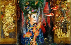 Vẻ đẹp mê ảo của thanh đồng trong tranh sơn mài