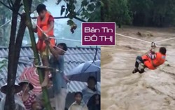 Ròng cáp treo giải cứu 31 người bị lũ dữ cô lập
