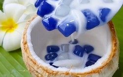 Cách làm chè dừa dầm trân châu hoa đậu biếc giải nhiệt cuối tuần