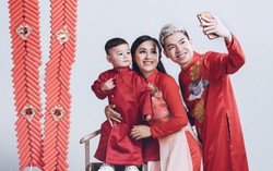 DJ Tít "rủ rê" chồng con diện áo dài Tết 