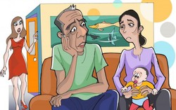 Hậu cảnh vui vầy bên con cháu