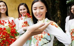 Áo dài 'Mối tình đầu' nổi bật họa tiết hoa phượng