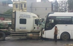 Xe tải xe khách đấu đầu, may không có người tử nạn