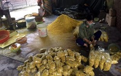 Bắt quả tang một cơ sở trộn lưu huỳnh vào củ riềng xay nhỏ để tiêu thụ
