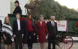 Bà Melania Trump và con trai nhận cây thông Noel vào Nhà Trắng
