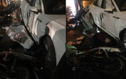 2 xe máy đâm vào xe Audi, cô gái trẻ tử vong, 3 người nguy kịch