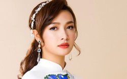 Lê Bê La dịu dàng với áo dài Minh Châu