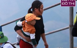 Đường hiểm trở, bố mẹ dắt con nhỏ hành hương Yên Tử