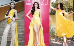 Mê diện màu vàng nhưng Đỗ Thị Hà vẫn có ít lần "lọt hố" mặc xấu