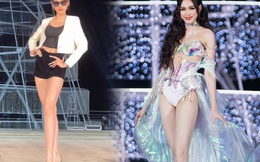 Đỗ Thị Hà diện đồ tắm cách điệu lấp lánh ánh kim