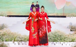Gốm sứ Việt sống động trên tà áo dài của Vũ Thảo Giang