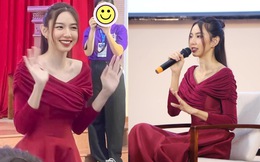 Hoa hậu Thùy Tiên rạng rỡ giao lưu cùng sinh viên Đại học Quy Nhơn