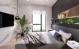 Căn hộ 54m2 ấn tượng với sự kết hợp mới lạ màu đen và xanh lá