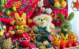 Mẹ bầu trổ tài làm mâm cỗ Trung thu rực rỡ sắc màu khiến các con mê mẩn